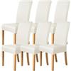 Generic Coprisedie da Sala da Pranzo Set di 2/4/6, Fodere per Sedie Elastiche in Pelle PU Impermeabile Rimovibili Lavabili Protezione Seduta per Cucina Salotto Decorazione(White,6 Set)