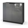 Vladon Madia Logan, mobile a 2 ante, nero opaco/grigio lucido (82 x 78 x 37 cm)