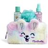MARTINELIA - Astuccio da bagno in finta pelliccia - Cofanetto per bambini - Astuccio da bagno con gel doccia + nebbia profumata per il corpo + fiore da doccia - Confezione regalo