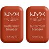 NYX Professional Makeup Buttermelt Bronzer Tonalità 7.5 Butta Match Lunga Tenuta 12h No Transfer Look Abbronzato e Luminoso con Burro di Mango Karité e Mandorle - 2 Bronzer da 5g