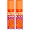 NYX Professional Makeup Duck Plump Gloss Lucidalabbra Tonalità 09 Strike a Rose Rimpolpante Finish Lucido Luminoso per Labbra Grandi e Carnose con Zenzero e Peperoncino - 2 Lipgloss da 7ml