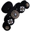 Generic Fermaglio per capelli vintage con strass neri, in velluto e perle, elegante accessorio decorativo per capelli per donne e ragazze