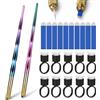 ATOMUS Kit di 2 penne per microblading, per tatuaggi, sopracciglia, labbra, manuale, 10 pezzi, 18U, microblade per sopracciglia, 10 pezzi, supporto per pigmenti con spugna