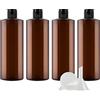 ZEOABSY 4 Pezzi 500 ml Marrone Bottiglie di plastica PET con Tappo Flip Top Nero, Spalla Piatta Vuoto Contenitori per Cosmetico, Bottiglie da Viaggio per Lozioni, Liquido, Olio