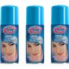 Virsus 3 bombolette Spray da 100 ml di Colore Azzurro temporaneo per Capelli, colora i Tuoi Capelli per Feste Party e Eventi sia per Bambini e Ragazzi lacca Colorata Azzurra