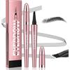 Comioke Matita Sopracciglia 3D con 4 Punte a Forchetta, Matita Sopracciglia Microblading, Brow Hair Pen, Impermeabile, Trucco Naturale per Sopracciglia (04# Nero)