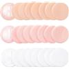 Dimeho 24 spugnette rotonde per cipria, per viso e corpo, in velluto, con cinghia, per cipria sciolta e pressata, spugnette cosmetiche, applicatori di trucco, per donne (bianco/carne/rosa)