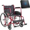 AIESI® Sedia a Rotelle pieghevole leggera per disabili ed anziani AGILA BASIC, Cuscino antidecubito in gel, Braccioli e poggiapiedi fissi, Cintura di sicurezza, Garanzia Italia 24 mesi