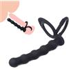 FJUJMLAN Dildo anale in silicone Plug anale con anello per pene Anello per testicoli Butt plug Palline anali Stimolatore del punto G SM Massaggio prostatico Masturbazione Giocattoli anali Giocattoli sessuali