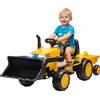 AIYAPLAY Escavatore per Bambini 12V con Telecomando, Benna e Rimorchio Giallo