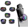 RayHenry Kit obiettivo fotocamera telefono 7 in 1, Fish Eye + grandangolo + obiettivi fotocamera macro, accessori per obiettivo cellulare per iPhone, per Samsung, per smartphone Android