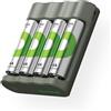 GP RECYKO - Batteria AA 2100 mAh, 4 batterie AA NiMH, 1,2 V, con caricatore USB AA AAA, modello GP B441