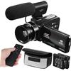 Angoily Videocamera Digitale 4k Schermo Touch Ips, 18x Zoom Nero | Microfono Integrato e Supporto Esterno, Registrazione Mp4, Batteria Li-ion 1700mah
