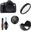 Generic Set di accessori per fotocamera Canon EOS 600D/Rebel T3i/Kiss X5 con obiettivo Canon EF-S 18-55mm include custodia per fotocamera in silicone nero, filtro UV, paraluce obiettivo, tappo per obiettivo