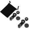 gofidin Set di 2 obiettivi per fotocamera del telefono 3 in 1 Kit Fish Lens+Micro Lens+Grandangolare+Clip, Fish Eye Phone Lens Clip On Macro per Smart Phone
