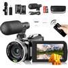 Generic Videocamera 4K, videocamera da 48 MP con 60 fps, zoom digitale 18x e schermo girevole a 270° da 3,0, ideale per YouTube e vlogging, include telecomando, 2 batterie e scheda SD
