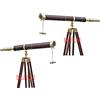 Nautical Replica Hub Ottone Marina Legno Marrone Telescopio con Pavimento Treppiede In Legno Stand Home Decor