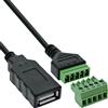 Inline USB-A 92504H - Cavo adattatore femmina a 5 pin, cavo di collegamento per alimentazione e linee dati, codificato a colori, 1 m, fai da te e riparazione, 92504H