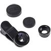 RDAHSUEHH Kit obiettivo fotocamera 3 in 1 universale Fish Eye + obiettivo grandangolare + obiettivo macro per fotocamera iPhone 6S/7/8/X (nero)