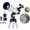 Ocorex 70400 HD Telescopio Astronomico - Professionale 333x per Osservazione Luna, Stelle e Natura - Treppiede 130 cm, Lente Barlow, Filtro Lunare e Clip Telefono