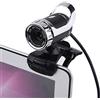 Fdit Web Camera USB, Webcam Clip-on con Supporto Rotante a 360 °(Silver)