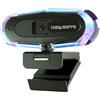 ceabulila Webcam streaming 1080P 60FPS con messa a fuoco automatica, microfono, luce RGB e treppiede, fotocamera USB per PC/Mac, Plug and Play per Zoom, Skype, YouTube, riunioni online