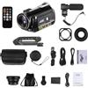 HUIOP videocamera digitale,HUIOP AC3 4K WiFi Videocamera digitale Videocamera Regiore DV 30MP Zoom 30X IR Visione notturna Touchscreen LCD IPS da 3,0 pollici con 2 batterie ricaricabili + Obiettivo grandan