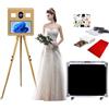 DOWWEI Professional Tripod DSLR Photo Booth Machine con Schermo Touch da 15,6'' con Stampante, Magic Mirror Photobooth per autoscatti con effetto venatura del legno e Foto box,Feste (with Printer)
