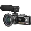 Andoer Videocamera, videocamera 4K, Vlogging per YouTube, 3.0, IPS Touch Screen IR, zoom digitale 18x, con 2 batterie, telecomando, borsa per il trasporto, microfono e obiettivo grandangolare 0,39X