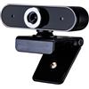 FIRSTXIU Messa a fuoco manuale della fotocamera del computer con porta USB per microfono incorporato per video lezioni online desktop o laptop webcam nera