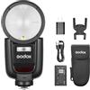 Godox V1Pro-F Flash Speedlite per fotocamera a testa rotonda per Fuji, flash per fotocamera HSS TTL wireless 76Ws 2.4G X con sub-flash staccabile SU-1, batteria ricaricabile da 2980 mAh