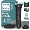 Norelco Philips Norelco Body Groomer serie 7000, impermeabile, da uomo, con custodia da viaggio, sistema di rasatura a tripla protezione e rasoio per peli del corpo con testa flettente 2D che segue i contorni