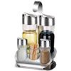 XWBLDBDFC Oliera con supporto, 4 o 5 pezzi in acciaio inox, set di bottiglie per spezie da cucina, sale e pepe, contenitore per olio e aceto, contenitore per condimenti, utensili da cucina -5
