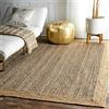 Ripaz Vogue Tappeto in iuta grigio con bordo beige, intrecciato a mano, rettangolare, per soggiorno (200 x 250 cm)