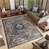 TAPISO Dubai Tappeto Tradizionale Pelo Corto Soggiorno Design Vintage Motivo Geometrico Mosaico Ornamenti Tonalità Grigio Ecru' Salotto Sala Camera Ufficio Oeko-Tex 80 x 150 cm