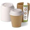 BIOZOYG Bicchieri Monouso Compostabili Bio con coperchio di carta I Bicchieri Usa e Getta con rivestimento interno realizzato con vernice a base d'acqua I 50 Tazze di Cartone da Caffè 150 ml 6 oz