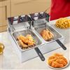 OMGGYER Friggitrice elettrica con grasso 5000W 6L Commerciale Doppia Friggitrice Gastronomia Acciaio Inossidabile Zona Fredda Friggitrice Professionale Gastro Friggitrice con olio, perfetta per patatine