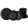 MamboCat Lampart Nero - Set di piatti fondi da 18 pezzi, per 6 persone, in stile etnico moderno, in gres nero opaco