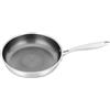 JUUTALK Padella in acciaio inox a induzione, 28 cm, padella in acciaio inox per tutti i piani cottura, adatta a piani cottura a induzione, in ceramica e a gas