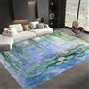 Generico Tappeto Salotto 140x200cm Pittura A Olio Ninfee Stagno Verde Tappeti Soggiorno Antiscivolo Lavabile, Tappeto Pelo Corto per Camera da Letto Sala da Pranzo Cucina, Tappeto Decor Interno