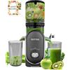 SUSTEAS Spremiagrumi a freddo, scivolo di alimentazione da 13,5 cm (capacità 1417,5 ml), estrattore di succo a masticazione lenta da 300 Watt per frutta e verdura intera, alimentazione automatica