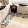 Hixingo Tappeto Cucina Antiscivolo Lavabile a Forma di L, Passatoia Cucina in Diatomite Assorbente Asciugatura Rapida, Stile Moderno Tappetino per Bagno Lavanderia (Grigio,120x120cm)