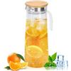 Agatige Brocca per acqua in acrilico con coperchio, brocca per tè freddo in plastica da 40 once Brocca per acqua Brocca per bevande Caraffa per bevande per succhi Tè Caffè Latte(Coperchio in bambù)