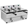 Royal Catering Friggitrice Elettrica con Rubinetti di Scarico RCEF 13DB (2 x 13 L, 230 V, 2 x 3200 W, Acciaio Inox, Plastica)