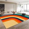 Generico Tappeto Moderno - Tappeto Lavabile per Soggiorno Tappeto a Pelo Corto Tappeto Antiscivolo Tappeto per Sala da Pranzo Tappeto Linee di colore retrò anni '70 Strisce arcobaleno medievali 80cm x 150cm
