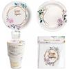 ZENZERO® -Kit Coordinato Matrimonio Usa e Getta Elegante - 16 Piattini, 12 Piatti, 12 Bicchieri, 16 Tovaglioli - Decorazione Floreale Oggi Sposi per Matrimonio, Nozze, Ricevimento(3 KIT)
