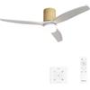 CREATE / WINDCALM M/Ventilatore da soffitto con luce legno chiaro pale bianche controller e telecomando / 40W, Timer, Ø132 cm, 6 velocità, 3 temperature di luce, ABS, estate-inverno