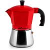 INOXPRAN Caffettiera in alluminio con caldaia in acciaio inox tazze tre rosso