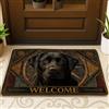 Generic Zerbino di benvenuto con labrador nero, tappetino per ingresso esterno e interno, per tutte le stagioni, stile vintage, decorazione con cani, tappetino antiscivolo, facile da pulire, 73 x 43 cm