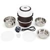 Loobiiny Cuocere riso portatile a vapore, contenitore elettrico per il pranzo, scalda cibo, scalda cibo elettrico, contenitore per il pranzo, 3 strati, 2 l, in acciaio inox